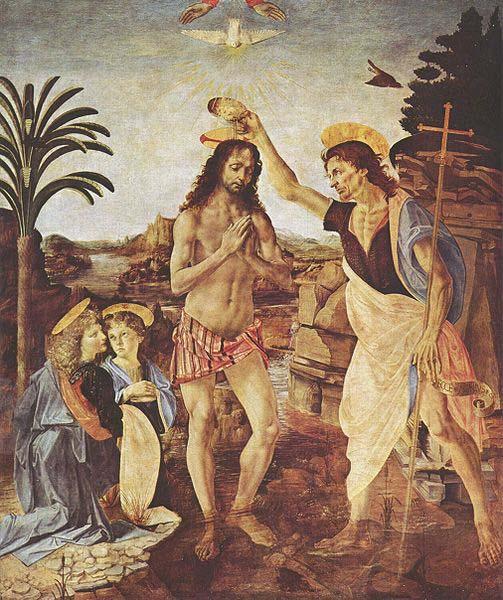 LEONARDO da Vinci The Baptism of Christ oil painting picture